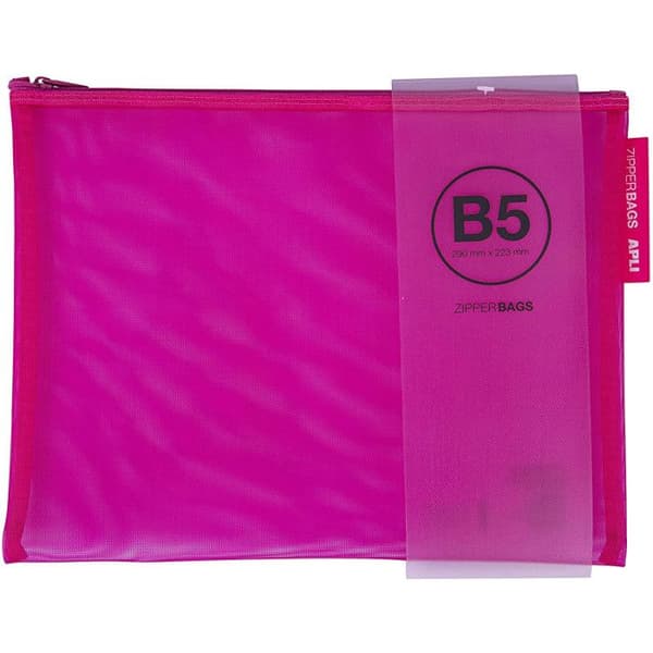 Pochette för dokument av nylon B5 290x223mm assorterade färger Apli Zipper Bags