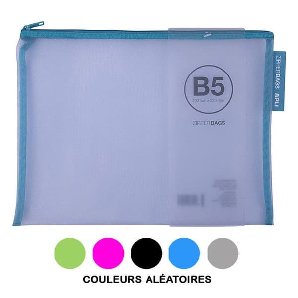 Pochette för dokument av nylon B5 290x223mm assorterade färger Apli Zipper Bags