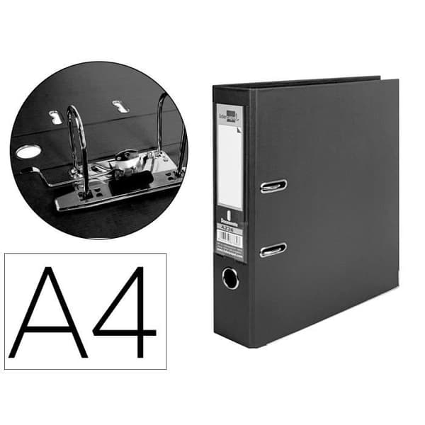 Spakmapp liderpapel a4 documenta kartongkantad 1,9 mm rygg 75 mm metallisk rado svart färg