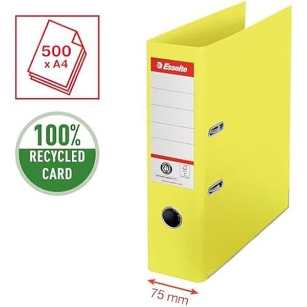 Häftpärm - ESSELTE - Nr. 1 - 500 ark A4 - 100% återvunnet papper - Gul