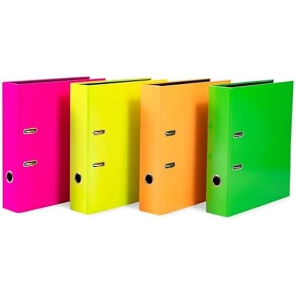 Mapp - HERMA - Pack om 10 - A4 - Fluorescerande - 7 cm bred - Mix för barn