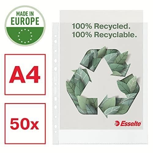 ESSELTE 100 % ÅTERVINNING A4 MAXI-FICKOR, PREMIUMPRÄGLADE EXTRA STARK P