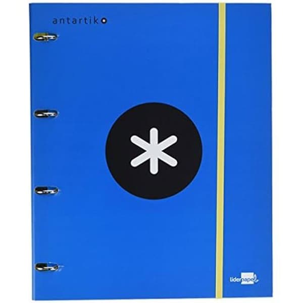 Klassförvaring - LIDERPAPEL - Antartik - 4 Runda Ringar 25 mm - Sommarblomma A4 - Rutnät 5 mm - Blå
