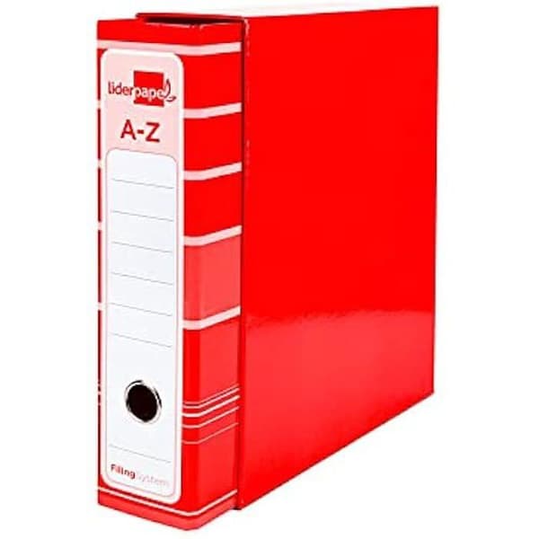Hämtare med spak - LIDERPAPEL - A4 - 80mm - Röd - Med låda och metallkompressor