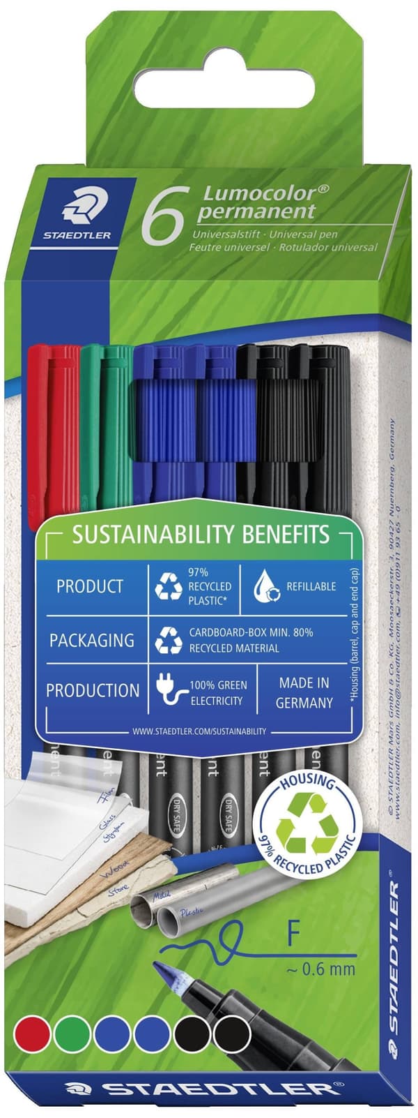 Lumocolor Eco line 0,6 mm foliomerkki 6 kpl Staedtler