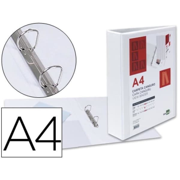 Klassiker kangorou liderpapel 2 ringar 55mm 283x320mm dokument A4 plast rygg 78mm färg vit