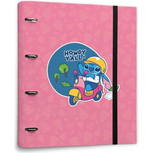 Pärm - Disney - Stitch - 4 ringar - Rosa - A4 - Hård kartong