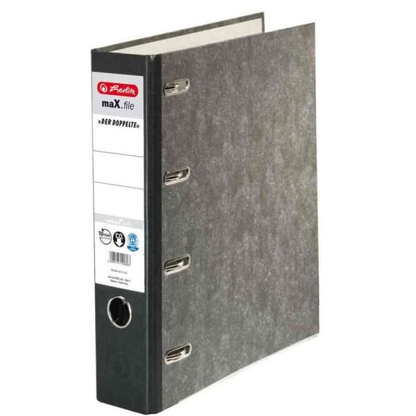 Mapp - herlitz - maX.file nature - Svart - 4 ringar - Ryggbredd 70 mm