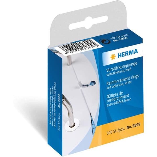 Förstärkningsöga - HERMA - 12 mm - Plast - Självhäftande - 500 stycken