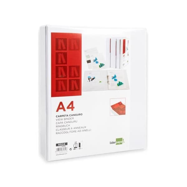Pärm - Liderpapel - Känguru - 2 ringar 40mm - A4 - Vit färg