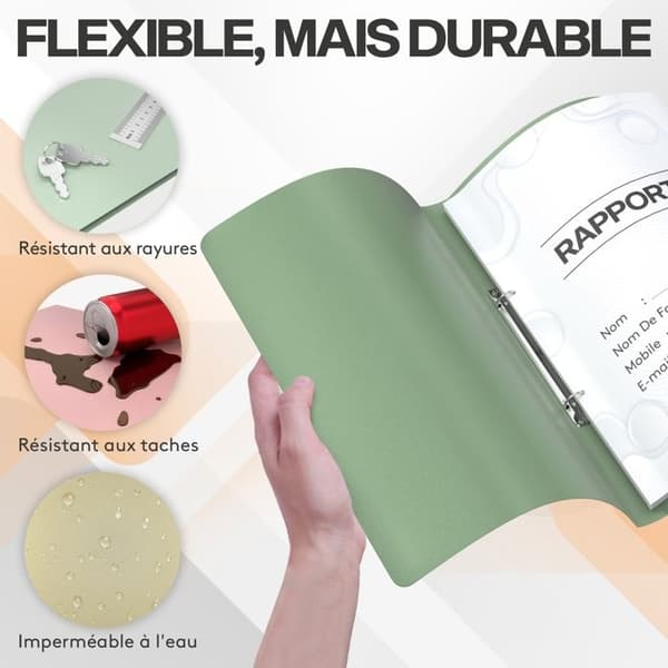 ACROPAQ 12 x A4 2 Ringpärm - Upp till 100 ark, 2,5 cm rygg - Flexibel och hållbar - Vattentålig - Pastell