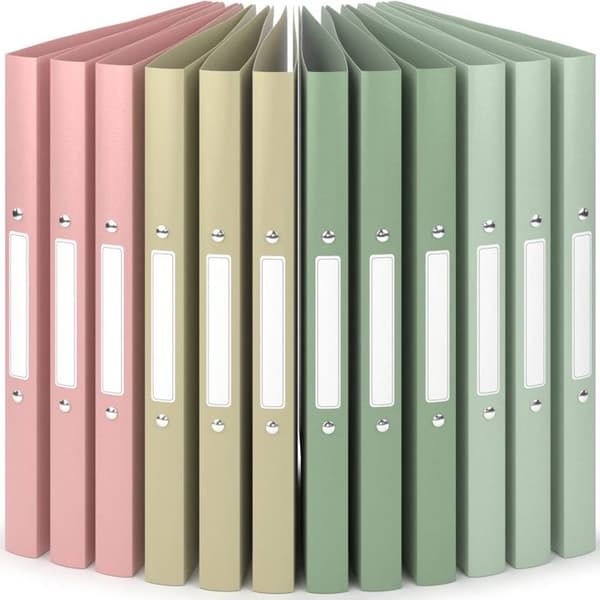 ACROPAQ 12 x A4 2 Ringpärm - Upp till 100 ark, 2,5 cm rygg - Flexibel och hållbar - Vattentålig - Pastell