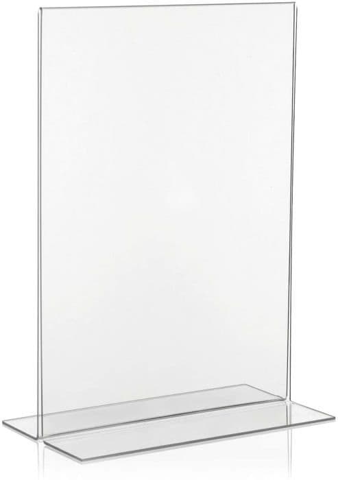 Vitadisplays - NE-380-5 - (R) T-stativ för reklam i klar akryl (NE-380), A4-storlek 21 x 29,7 cm (pack med 5)