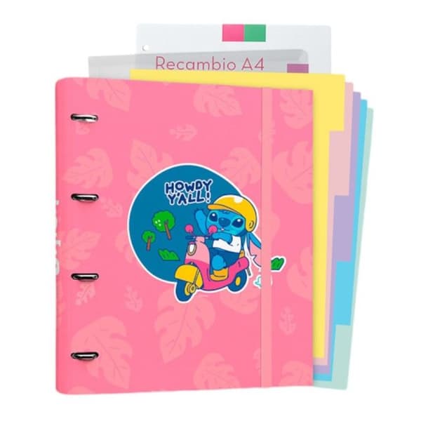 A4 pärm - Disney - Stitch - 4 ringar - Elastisk - 100 A4 ark