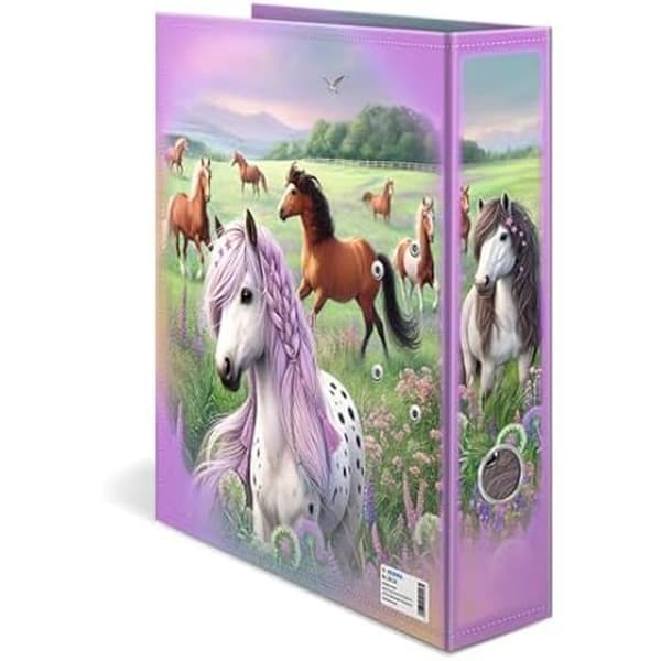 A4-binders - HERMA - 20116 - Hästmotif - 7 cm bred - Hållbart kartong