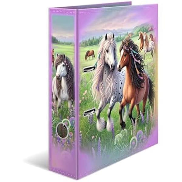 A4-binders - HERMA - 20116 - Hästmotif - 7 cm bred - Hållbart kartong