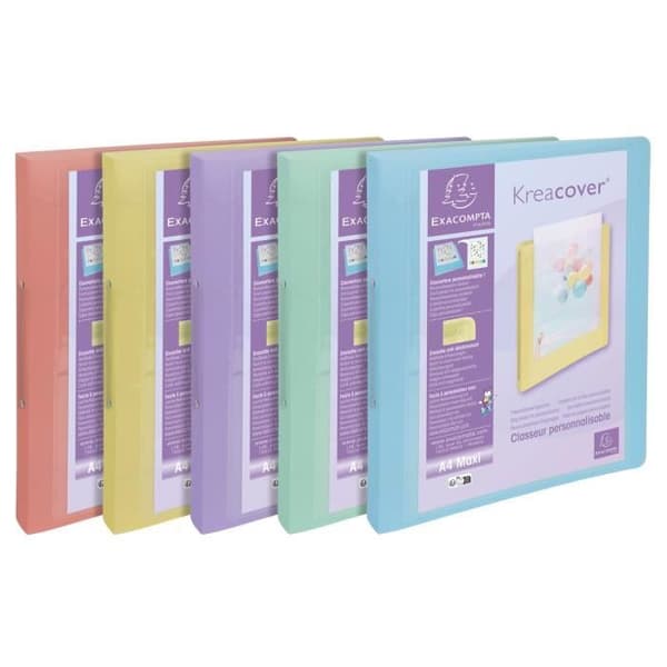 Klippbok - Kreacover - Pastell - 2 ringar 30mm - A4 - Transparent polypropylene