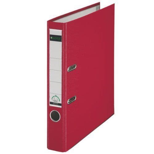 Spakbågsfil - Esselte-Leitz - 10155025 - Plast - Röd - A4 - 52 mm