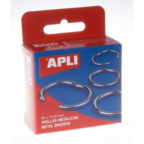Binderingar - APLI - 20 Mm - Metall - Förpackning med 20 - Scrapbooking