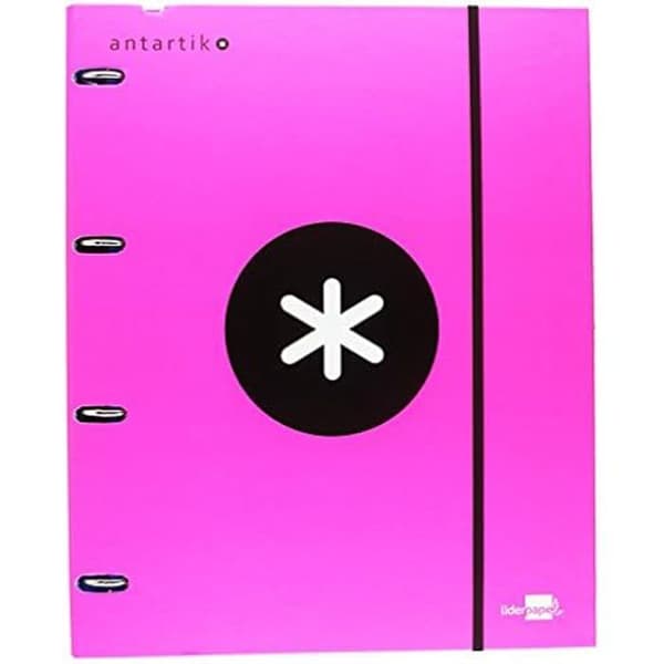 Klassisk - LIDERPAPEL - Antartik - Inramad - 4 Runda Ringar 25 mm - A4 Rutnät 5 mm - Rosa