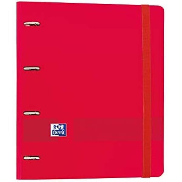 Kansliber - OXFORD - A4+ - 4 ringar - Gummihölje - 80 blad - Röd
