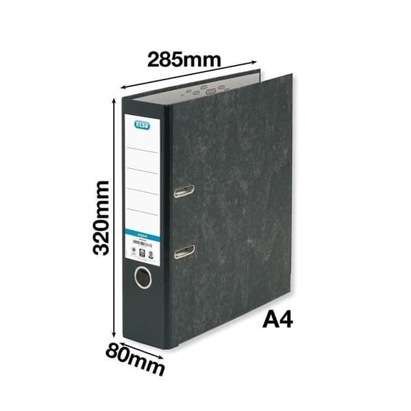 Elba Classic Spak Arch File 80mm Spine Cloudy Black Box of 10 - 400122123
