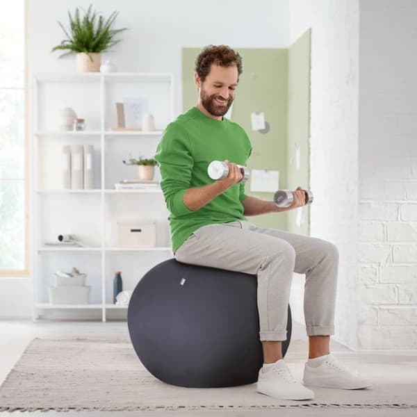 Sittball - Leitz - 65 cm - Mörkgrå - Stöder upp till 120 kg - Kipp-säker TÜV
