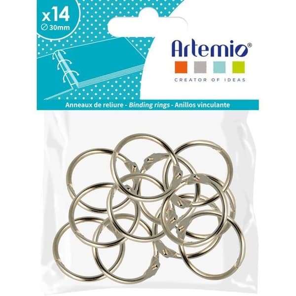 Pärmringar - ARTEMIO - 14 delar - Silverpläterad - 30 mm - Idealisk för album