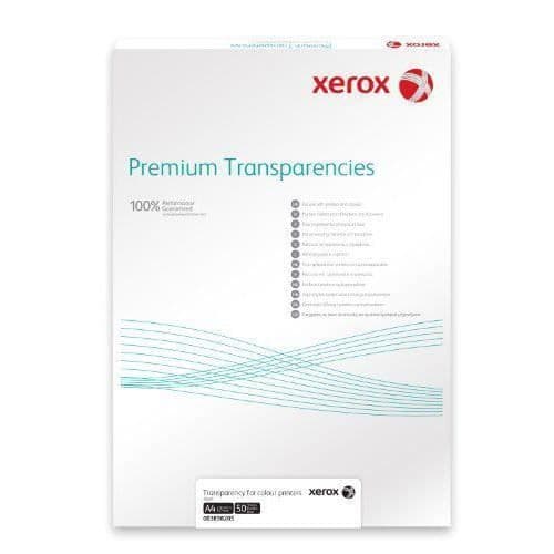 Xerox 003R98199 högkvalitativ universell overheadfolie papper bakom de 100 transparenta plastark A4 för laserskrivare