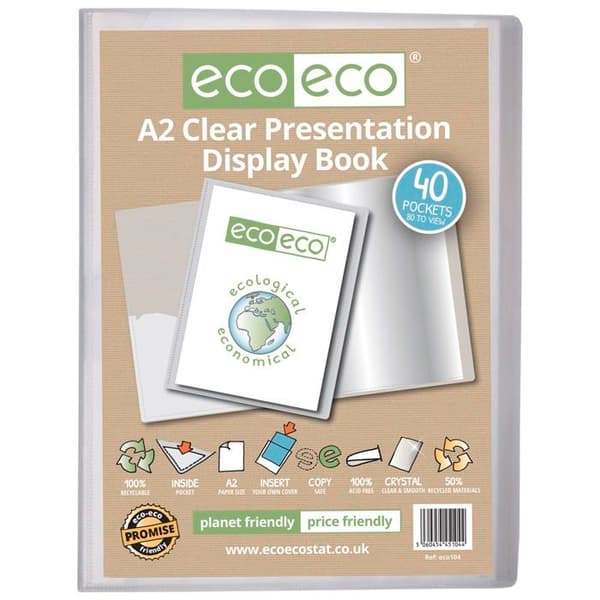 Eco-eco - eco104 - Transparent vyhållare med 40 50% återvunna plastfickor, A2-format -