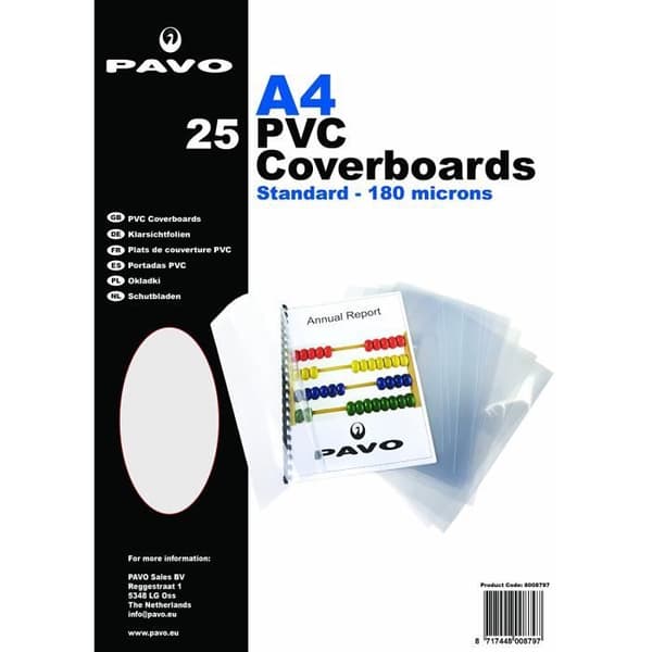 paket med 25 täckplåtar, A4, PVC, transparent, 0,18 mm