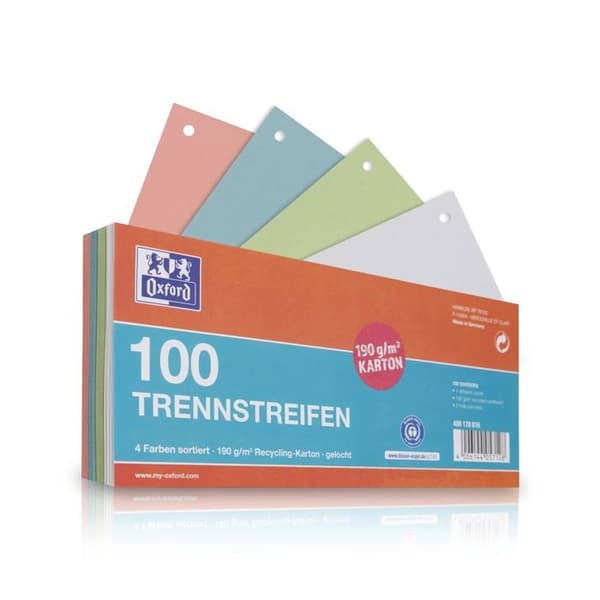 Oxford - 400170816 - Förpackning med 100 kartongavdelare 190 g/m 4 färger