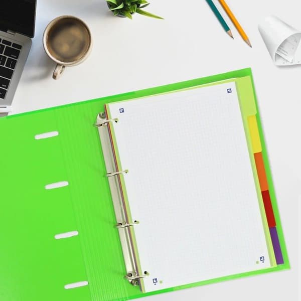 Bindning - plaststicka - transparent - Oxford-omslag A4-separatorer 5 positioner PP assorterade ljusa färger