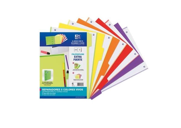 Bindning - plaststicka - transparent - Oxford-omslag A4-separatorer 5 positioner PP assorterade ljusa färger