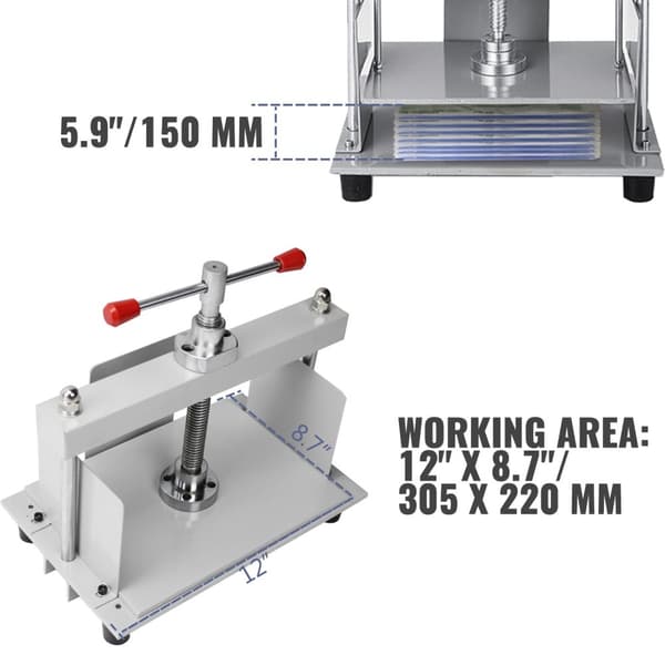 Boksömmarpress 12x8.7, 3306 lb Tryck, Non-Slip Fotpads