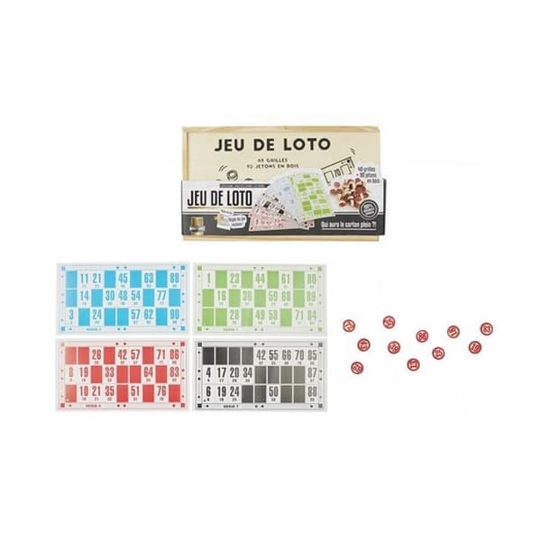 Sällskapsspel - Set - Lottospel - 90 träjetonger - 48 spelbrädor - 2 spelare eller fler