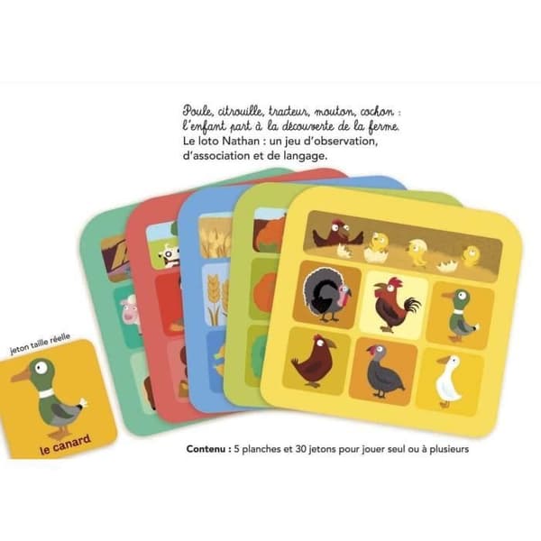 NATHAN - Loto de La Ferme - Pedagogiskt spel för barn från 3 år och uppåt