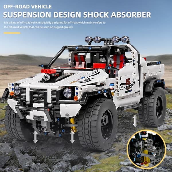 MOULD KING Off-road Pick Up Truck, Fjernbetjeningsfunktion, Miljøvenligt ABS Materiale,Original boks emballage