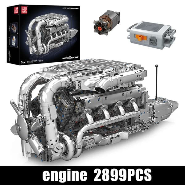 Mould King V8 Twin Turbo Motor, 2899 Delar, Elektriska Komponenter,2899Pcs