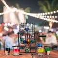 Miniatyrbild 2 av 6: Relaxdays Dryckespela Bingo, lototunna med vev och fäste, 6 shotglas, 48 bollar, svensexa/svensexa, färgglad