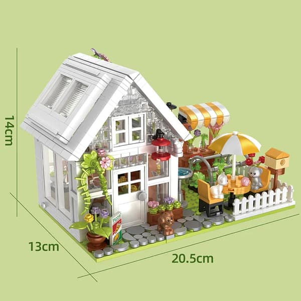 Blomhus Byggsats, Miljövänligt Material, Kompatibel med Andra Märken,med ljus