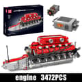 Miniatyrbild 2 av 2: Mould King Byggklossset, 3472 Miljövänliga Delar, Elektrisk Motoriserad V12 Motor,originalförpackning