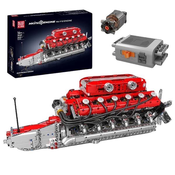 Mould King Byggklossset, 3472 Miljövänliga Delar, Elektrisk Motoriserad V12 Motor,originalförpackning