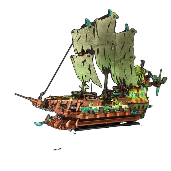 Piratskib Model Fremstillet af Miljøvenlige Materialer, Kompatibel med Andre Byggesæt,ingen kasse