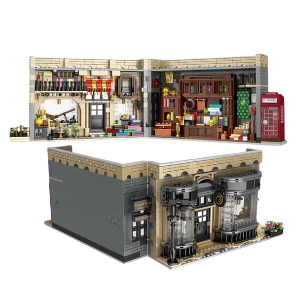 Diagon Alley Modell, 1368 Delar, Kompatibel med Andra Byggsatser, Inkluderar Belysning,med ljus