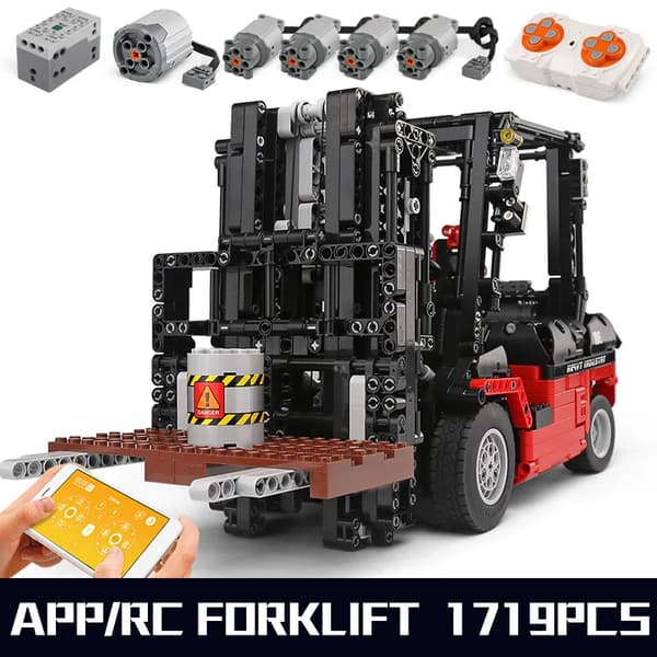 RC Gaffeltruck, Over 1700 Bygningselementer, Lithiumbatteri-drevet,RC Gaffeltruck