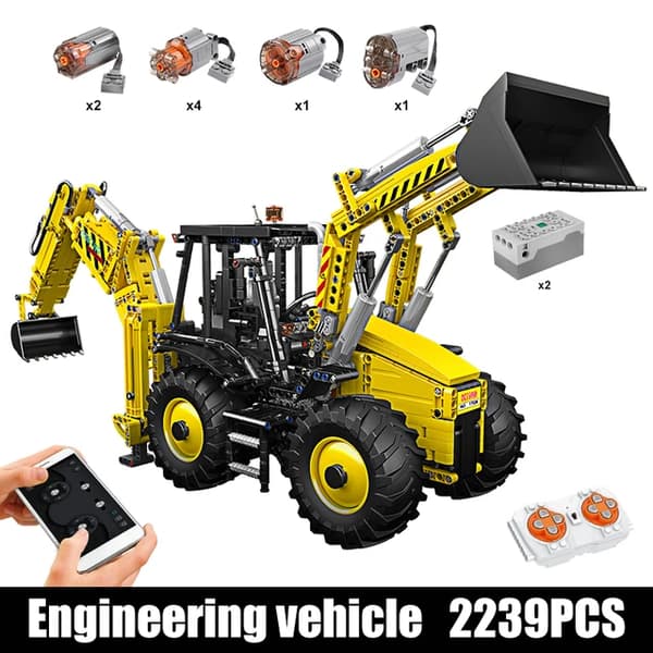 Teknisk Bulldozer Model, 2239 Klodser, Miljøvenlig Plastik,17036