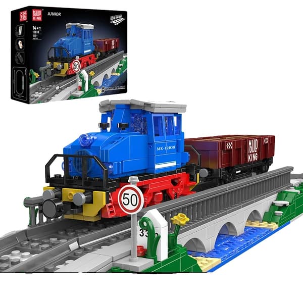 Diesellokomotiv, Fjernbetjening, Alder 14+, Selv-låsende klodser,original boks emballage
