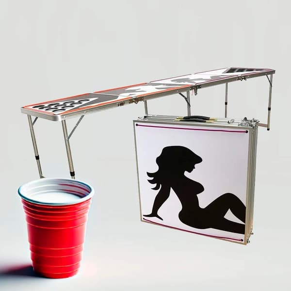 Beer Pong Bord med ljus - muggar / bollar ingår (hopfällbart)