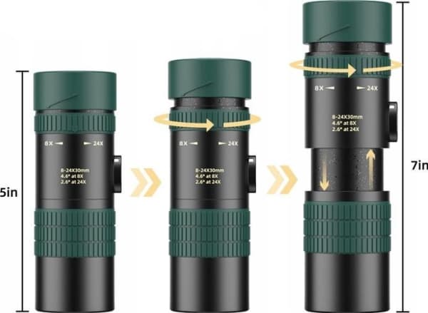 Apexel Binoculars Monocular Zoom 8-24x 30mm Spotting Scope + Phone Holder